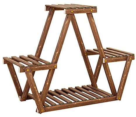 Pflanzenregale Balkon Massivholz Blumenständer Gartendekoration Ständer Wohnzimmer Grün Regal Blumentopf Display Regal Sukkulenten (Color : Brown, Size : 74x25x48cm)