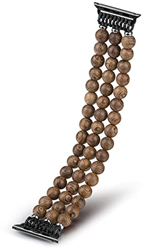 FEFD Für Apple Watch Retro Elastische Gürtel Perlen Holz Uhrenarmbänder 38mm 40mm 42mm 44mm Bambus Holz Armband 7/6/5/4/3/2/1 Serie Armband