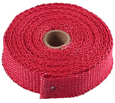 GSXLZ Hitzeschutzband 5M Roll Fiberglas Hitzeschild Motorrad Auspuff Header Rohr Wärme Wickelband Wärmeschutz Abgasleitung Isolierband 312 (Color : Red)