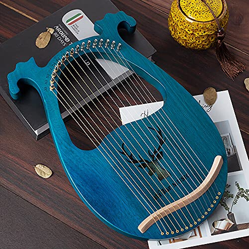Lyre Harfe - Arpa de 16 cuerdas metálicas de caoba con llave de afinación, instrumento vintage para amantes de la música principiantes (ciervo azul)