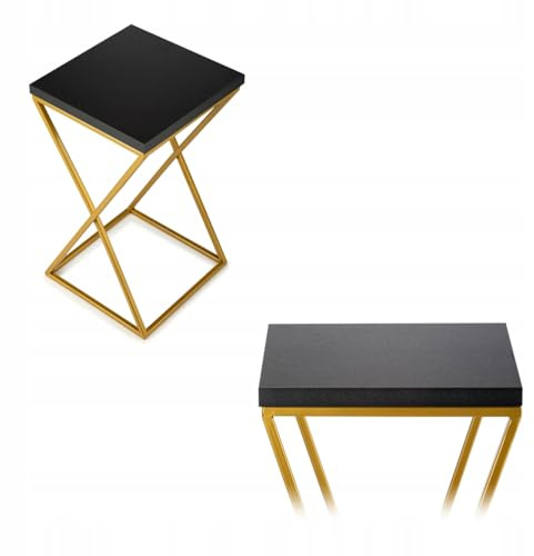HowHomely Pflanzenständer Metall 40 cm Hoch - Stabiler und Fester Blumenhocker mit Schwarz MDF-Platte auf Gold Ständer - Blumenständer zur Dekoration Innenräumen