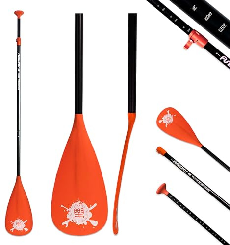 FunWater SUP Paddel – 3-teiliges, Verstellbares Stand Up Paddle Board Paddel – Leichtes und Schwimmendes Paddelboard Ruder – Langlebig und Verstaubar, Verstärkte Nylonblätter – Effizienter Schlag