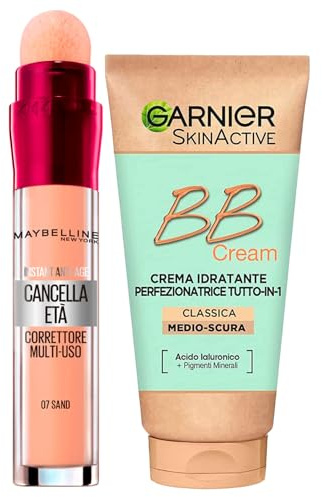 Garnier Skinactive BB Cream Feuchtigkeitsspendende Perfektionierende Gesichtscreme Alles in 1 SPF25 Mittel-Dunkler Farbton + Der Alterslöscher Mehrzweck-Flüssig-Concealer Farbe 07