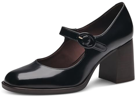 Tamaris Damen Pumps Blockabsatz Vegan; Black Brush, EU 39