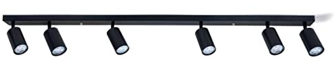 KOLORENO Halogen-Anbauleuchte Kivi - Aufbauleuchte Wand und Decke - Aufbauleuchte Aufbaustrahler GU10 - Aufbauleuchte Strahler Lampe x6 - Deckenstrahler Aluminium - Schwarz, 1200 x 50 x 25 mm