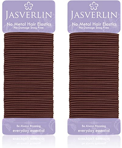 JASVERLIN 80 st små hårband, utan skador, inget drag, hästsvanshållare, flätade stylingband för kvinnor och flickor, tunna till medelstora hårtillbehör | Hårsnoddar för dagligt bruk för kvinnor och flickor, tunna till medelstora, elastiska hårsnoddar, rödbrun