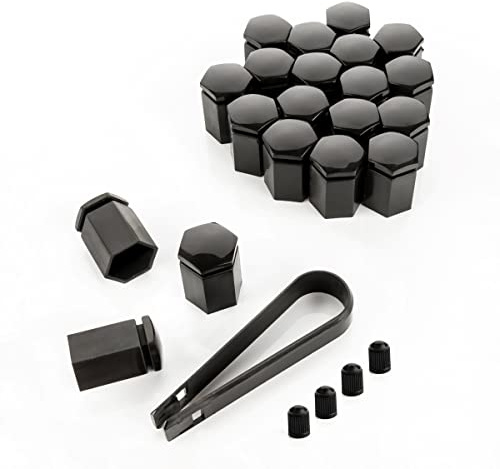 LST 20x Kappen Abdeckkappen Sechskant Radschrauben lang 17 mm schwarz glänzend