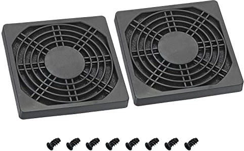 PATIKIL 2 Stück 95mm Lüfter Filter mit Schraube ABS Ventilator Grill Schutz Guard für Lüfter Schutzabdeckung DIY Schwarz
