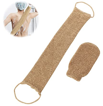 Rückenschrubber für dusche, Rückenschrubber für Körperpeeling, Rückenmassage Für Nassmassagen und Trockenmassage geeignet, Luffa Schwamm Rückenschrubber für Bad und Dusche, Flachsgelb