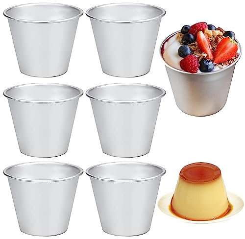 Pudding Moulds, Aluminum Dariole Moulds, Non-Stick Muffin Tins Individual Baking Cups, Mini Pudding Basins Egg Tart Cupcake Moulds (6)
