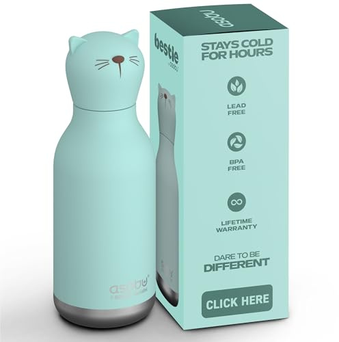 asobu Bestie Cat Water Bottle, Cute Collectible Character, BPA Free