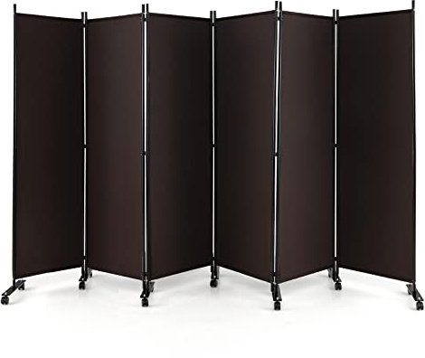 GIANTEX Paravent rumsavdelare på hjul skiljevägg insynsskydd 6 delar 334,5 x 172 cm rumsavdelare vikbar spansk vägg fristående med breda fötter ställvägg av tyg, privat skydd