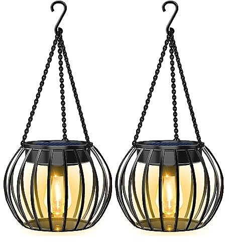 2x LED Solarlaterne - Hochwertige Solarlampe 1500mAh Akku 3,7V Solarpanel warmweiß inkl. Akku Solar Gartenlampe Laterne