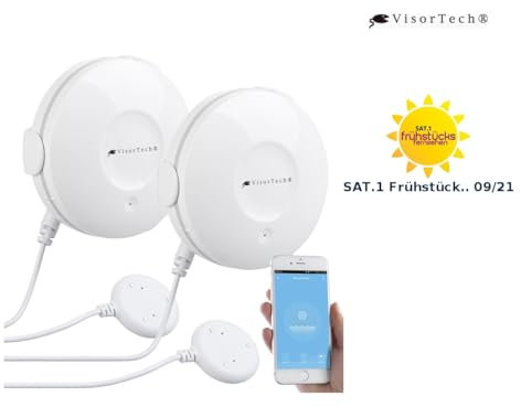 VisorTech Smarter Wassermelder: 2er-Set WLAN-Wassermelder, externer Sensor, App (Wassermelder für Drainageschächte, Wasser Alarm, Feuchtigkeitsmelder)