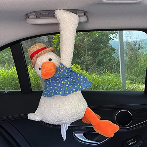 JOROBURO Auto-Taschentuchhalter, Plüsch-Entenkolben-Taschentuchspender, Auto-Kleenex-Boxen, Niedliche Cartoon-Tiere-Form, Taschentuchbox, Hängende Taschentuch-Tasche, Papier-Aufbewahrungsbox für(#2)
