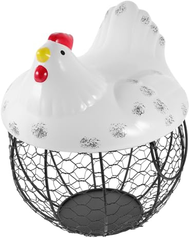 PRETYZOOM Iron Chicken Shape Storage Basket Eggs Container Kitchen Organizers Storage Fruit Container