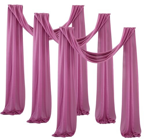 FANSU 3 Stück Vorhang Hochzeitsbogen, Querbehang Freihanddeko Chiffon Tüll Stoff Deko Vorhang Hochzeit Querbehang für Torbogen Zeremonie Geburtstag Party Gardinen Deko, (Lila,75 * 550cm)