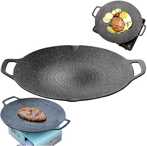 Keuyeo Parrilla De Barbacoa Coreana, Sartén Circular Antiadherente Sin Humo, Superficie Recubierta De Piedra Maifan, Placa De Estufa para Barbacoa, Bandeja para Hornear para Acampar