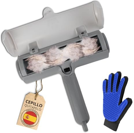 BuMart - Kit Quitapelos, Rodillo para Mascotas + Cepillo quitapelos Ropa | Reutilizable, Sofá, Ropa, Alfombra, para Todo Tipo de Pelo de Perro y Gato, Largo y Corto (Rollo Blanco + Guante)