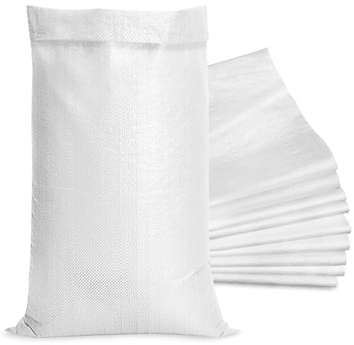 LATRAT 10 Hochwasserschutzbeutel, Baustellenabwehr, 52 g/m², robust und wiederverwendbar, aus weißem Polypropylen (weiß, 55 x 97 cm)