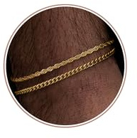YADOCA Pulseras Hombres Apilables Plata Pulsera para Hombres Niños Cuff Serpiente Cuerda Cubana Pulsera Set 19cm Mens Joyería Regalos para Papá Novio Esposo Hijo -2