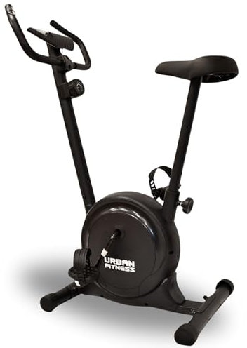 Urban Fitness Magnetic Exercise Bike Quiet Home Cardio Machine, Indoor Stationary Cycling Workout, Interactive LCD Display and Vertical Seat Adjustment, Black