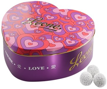 Leone depuis 1857 - Boîte en métal Cœur - Cri Cri Turinois Chocolat Noir - Collection Love Pattern - Noisette Enrobée de Chocolat et Grains de Sucre croquants - Végan et Sans Gluten - 100g
