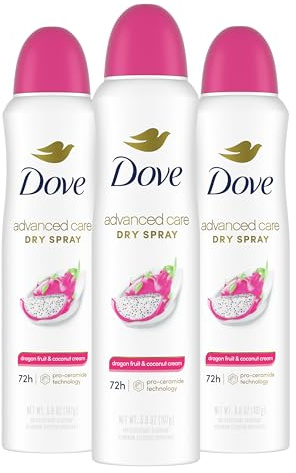 Dove Advanced Care Antiperspirant Deodorant Spray for Women 3 Pack Dragon Fruit & Coconut Cream 72 hour sweat and odor protection 3.8oz