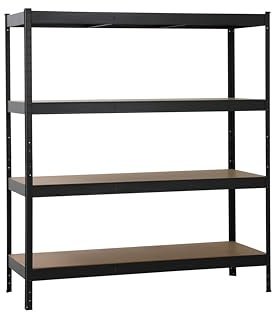 SCHULTE Regalwelt Schwerlastregal XXL mit 4 MDF-Böden 180x160x60 cm (HxBxT), 250 Kg Traglast pro Boden, schwarz