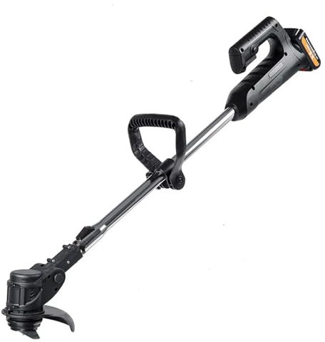 Billg Desbrozadora Electrica 88v Electrica Retráctil Cortacésped Cuchilla Cortacesped Manual Cortabordes para Exterior Potente Cortacesped CortacéSped InaláMbrica 2 baterías de 24 V (Negro)