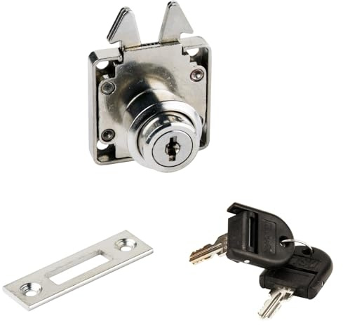 Roller Shutter Lock with Folding Keys and Master Key System J11, Nickel-Plated Surface: 14.01.463-0 for Roller Shutters, Furniture Sliding Door