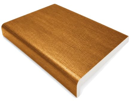 250mm x 2m Golden Oak uPVC Fascia Capping & Sill Cover + End Caps – 1 Pack