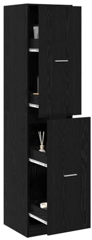 vidaXL Armadio da Farmacia Rovere Nero 40x41x174,5 cm Legno ingegnerizzato