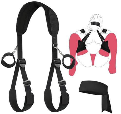BDSM-Bondage-Set – Bettfesseln, Erotikspielzeug für Paare, Männer & Frauen, mit verstellbarem Beinseil, abnehmbar Handschellen, Bondage-Zubehör & Augenbinden, Sexschaukeln & Spiele für Erwachsene