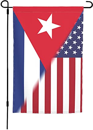 Bandera de Estados Unidos y Cuba para jardín, 30 x 45 cm, doble cara, pequeña, decorativa