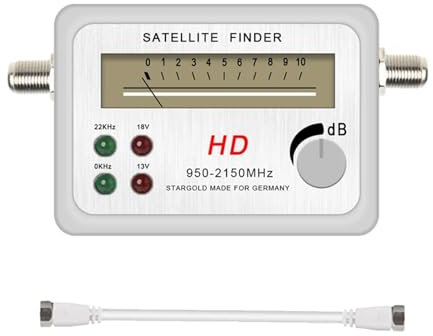 TIEOAXFT Nuevo buscador de satélites for TV HD, medidor de señal Digital, Receptor for Antena parabólica, LNB, Amplificador de señal Digital Direc, buscador de satélites.(Added White Cable)