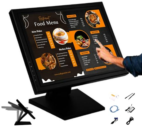 CHENCOO Caisse enregistreuse Tactile 15 Pouces, écran de Caisse PDV, résolution : 1024 x 768 / écran HD, Angle réglable (160°) + contrôle Tactile instantané,Black