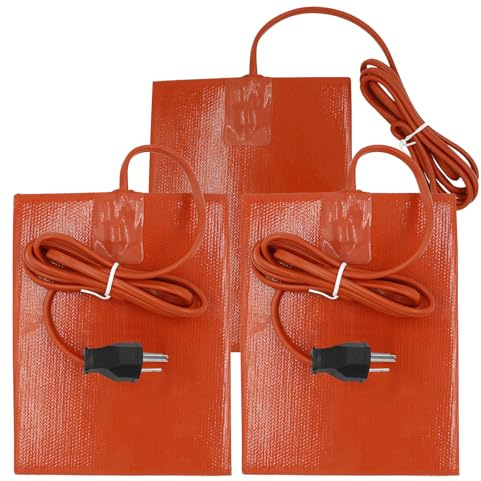 Car Engine Silicone Heating Pad 120v,300w 6x8 Inch Universal Engine Heater Car Oil Pan Heater Pad, Electric Heater Pad Engine Block Oil Pan Tank Reservoir Container, for Metal Surface (3 Pcs Orange)