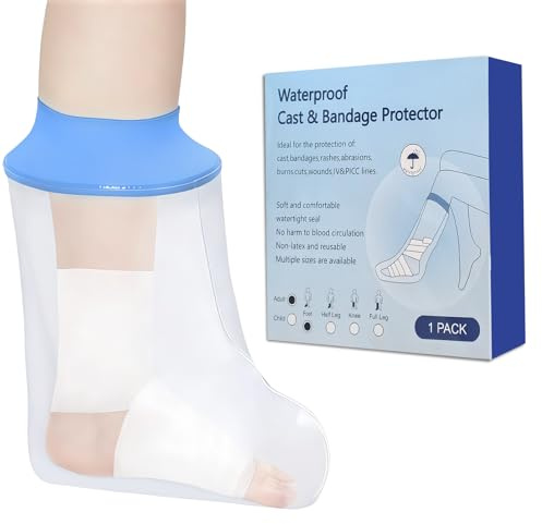 Bodiiwuliu Housse de protection étanche pour plâtre pour douche, Réutilisable Sac de Douche Protection, Facile à utiliser, Léger, confortable，Convient aux adultes et aux enfants (Pieds)