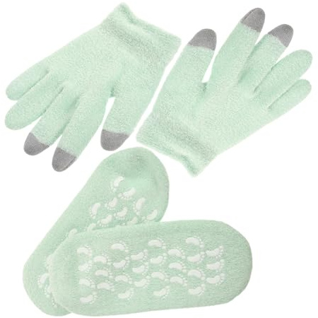 Anneome Guanti e Calze Idratanti in Filato di Piuma per Pelle Secca Gel per Cura Notturna e Natale