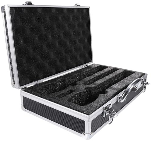 DECOMELODY Praktischer Mikrofonkoffer für 2 Kabellose Handmikrofone Kompakt Robustes Aluminiumgehäuse Stoßfeste Aufbewahrungsbox für Karaoke und Studio