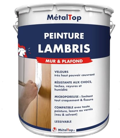 Metaltop - Peinture Lambris - Gris clair - RAL 7035-1 L - Solution idéale pour rénover et protéger vos lambris bois, neufs ou usés.