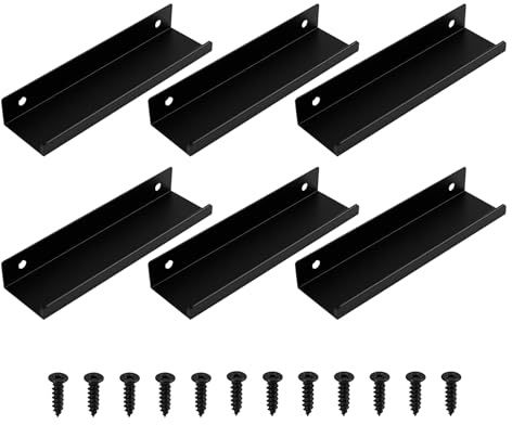 Set de 6 Estantes de Metal Negros, Soporte de Pared para Vinilos, Expositor Minimalista para LP, Álbumes y Discos, Decoración Moderna para Discos 7–12” Fácil Montaje y Almacenaje de Vinilos