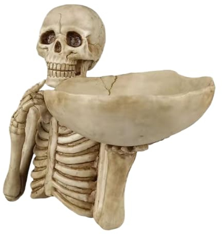 Skull Storage Tray - Scary Resin Tray, Halloween Candy Dish, Decorative Fruit Container, Party Column Holder | Holiday Ornament For Kitchen Table