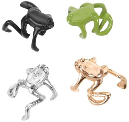 Healeved 4 St Justerbara Grodöron-öronklämmor utan Smärtfri Non-piercing Öroncuff med Djurmotiv för Kvinnor Minimalistisk Vintage Stil Säker Passform för Vardagsbruk