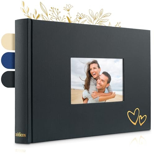 ZEITLOOS® Fotoalbum zum Selbstgestalten - Kraftpapier & Fenster - 150 Fotos | Wunderschönes Design mit schützenden Trennblättern - Fotobuch zum Einkleben 21x28cm - 50 Seiten - Hochzeitsalbum & Geschenk
