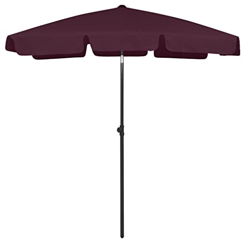 Parasol de plage rectangulaire en polyester résistant aux UV, pour jardin, terrasse, balcon, protection solaire optimale, résistant aux intempéries, mécanisme d'inclinaison, mât 28/32 mm - Rouge