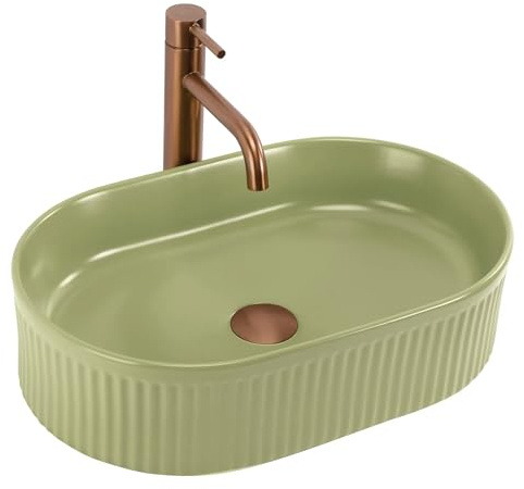 Rea - Lavabo da appoggio Vanda Pistachio Matt Ovale - Ceramiche Sanitarie - Verde - 49 x 31 x 13 cm