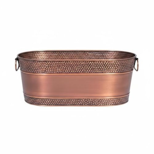 LOVIVER Chilling Bucket Beverage Chiller Oval Metal Ice Holder Tub With Easy-Carry Handles Lightweight For Bar Gatherings Home Entertaining Celebrations, Bronze