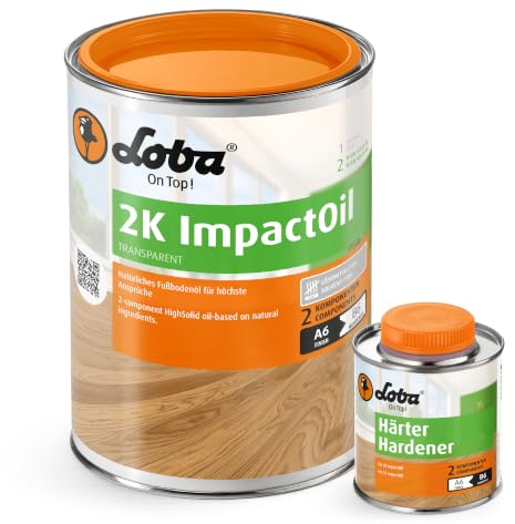 LOBA 2K ImpactOil Transparent 2,5 kg – Öl für Parkett & Holzböden | 1-Tagessystem | 100% Festkörper, lösemittelfrei | für erhöhte Feuchtigkeit geeignet